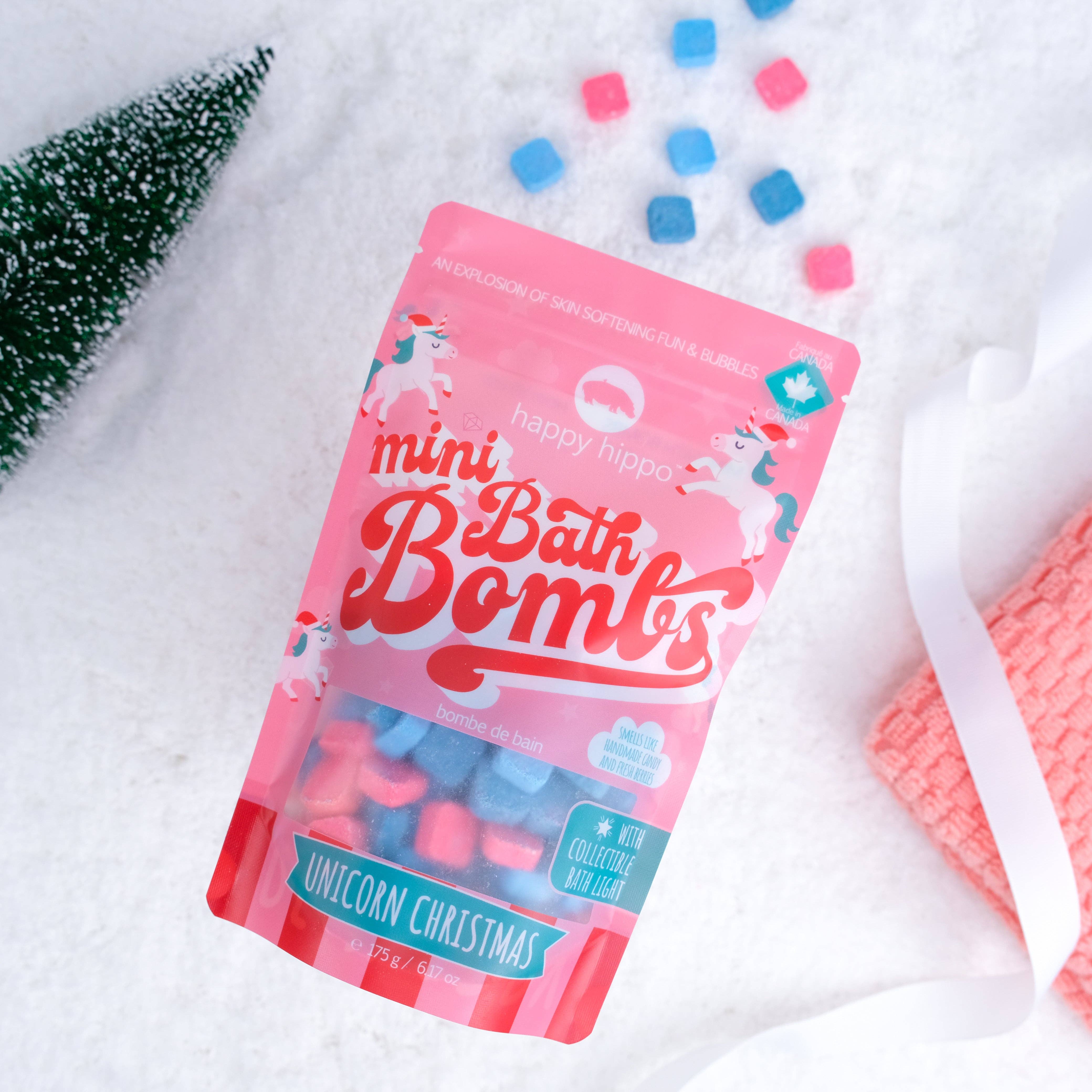 Unicorn Christmas Mini Bath Bombs with Bath Light