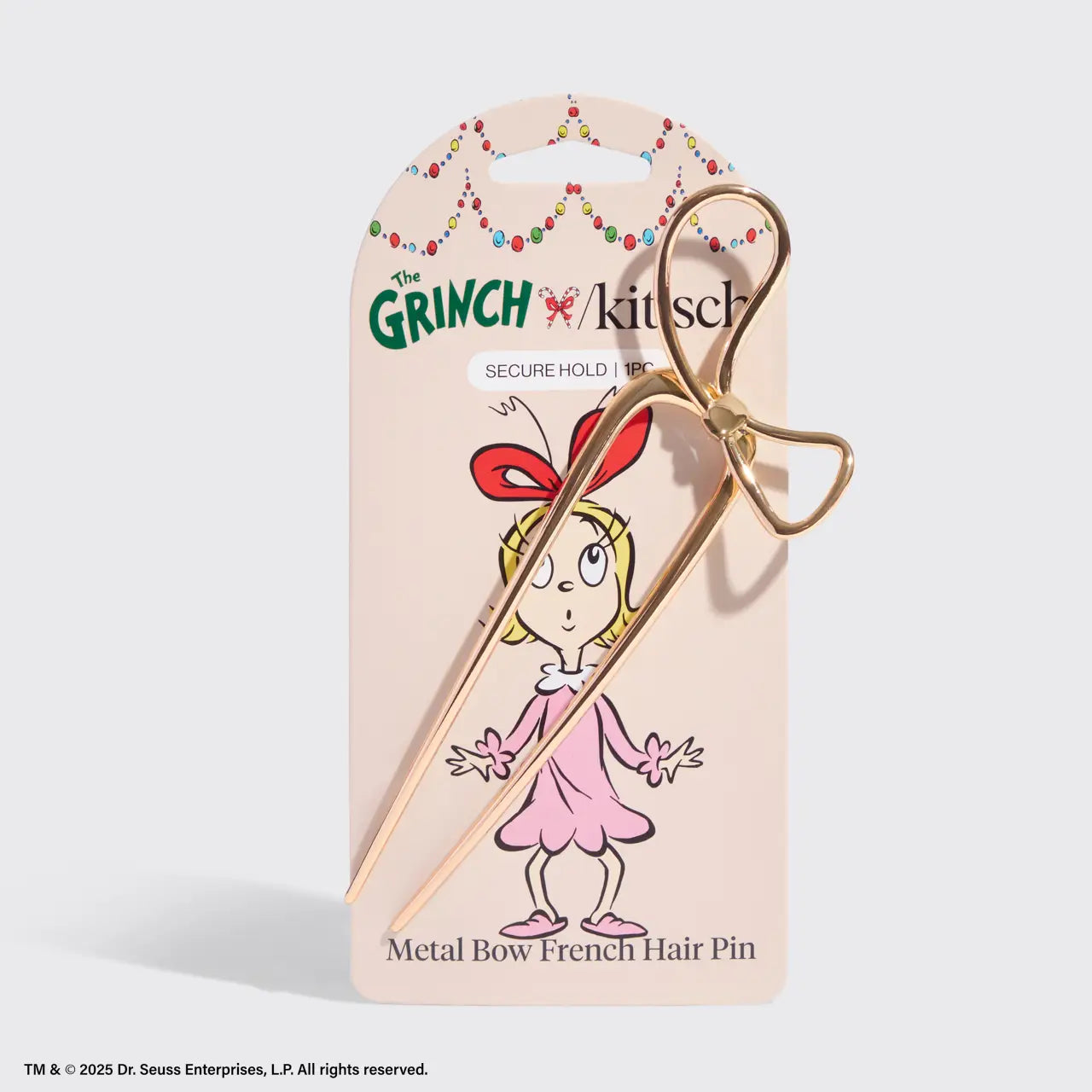 The Grinch X Kitsch Gold Bow French Hair Pin