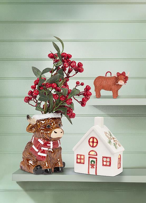 Festive Highland Cow Ornament view 4