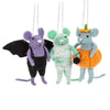 Halloween Costume Mouse Ornaments: bat, mummy and pumpkin