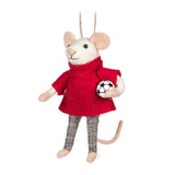 Soccer Mouse Ornament with Ball