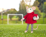Soccer Mouse Ornament with Ball, alternate view