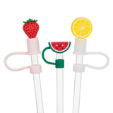 Jumbo Straws with Fruit Caps. Set of 3