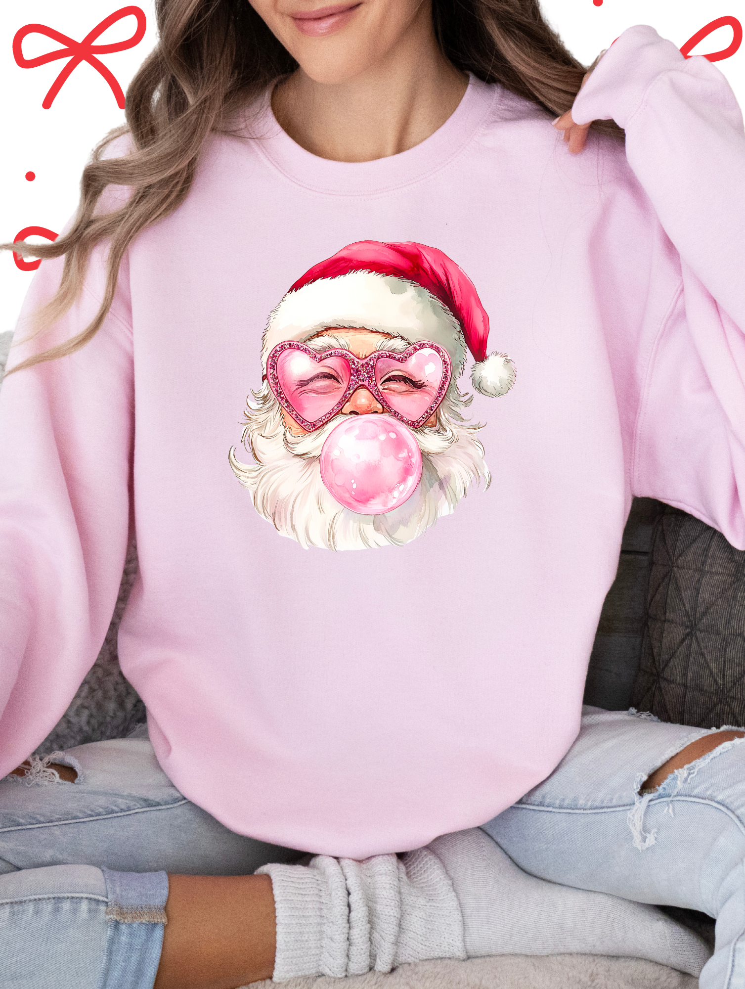 Jolly Bubblegum Santa Sweater