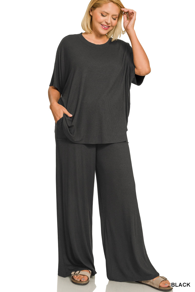CURVY Lazy Days Ribbed Lounge Set