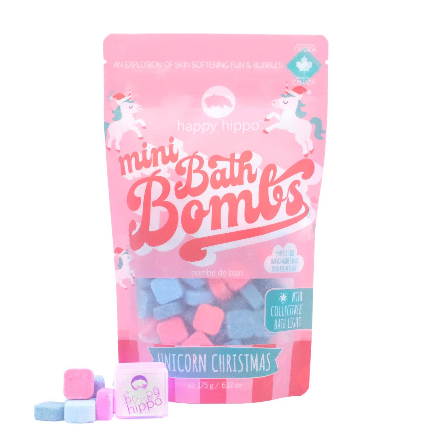 Unicorn Christmas Mini Bath Bombs with Bath Light