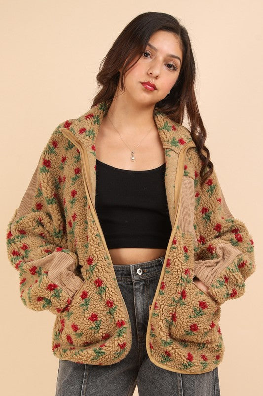 Oversized Fleece Floral Print- Final Sale