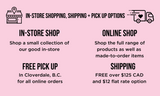 In-store shopping, shipping and pick up options