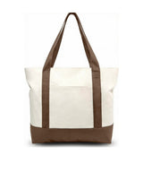 Custom Embroidered Tote Bag - Brown/Natural